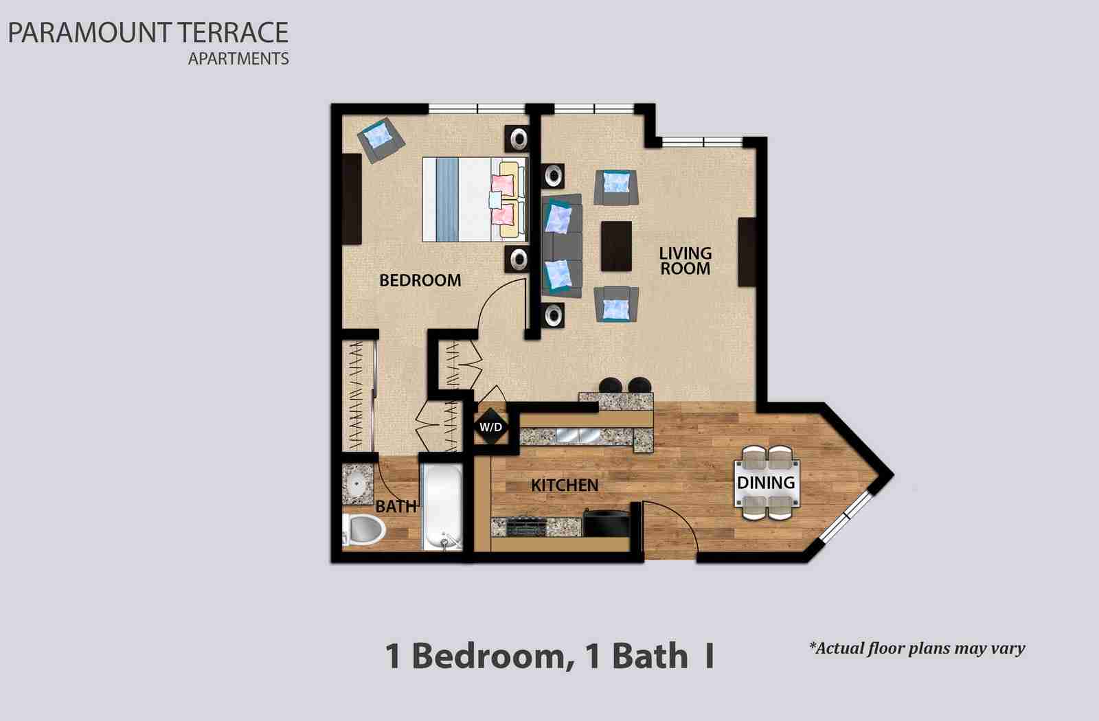 1 Bedroom 1 Bath Floorplan I