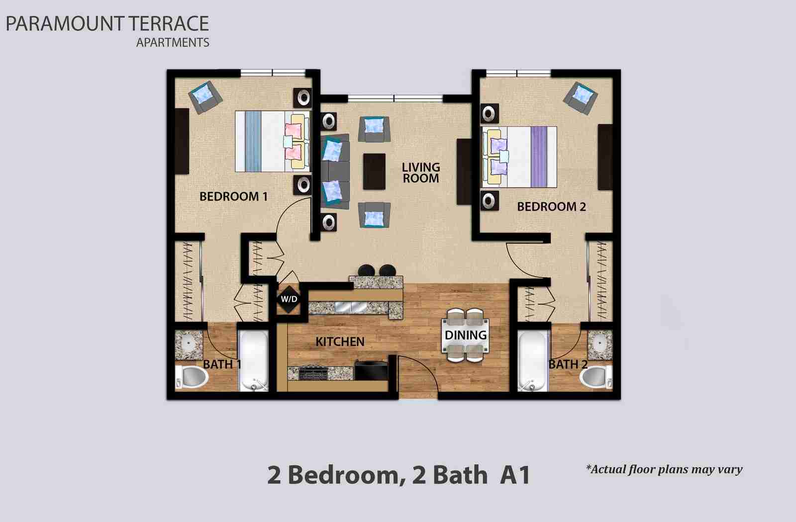 2 Bedroom 2 Bath Floorplan A1