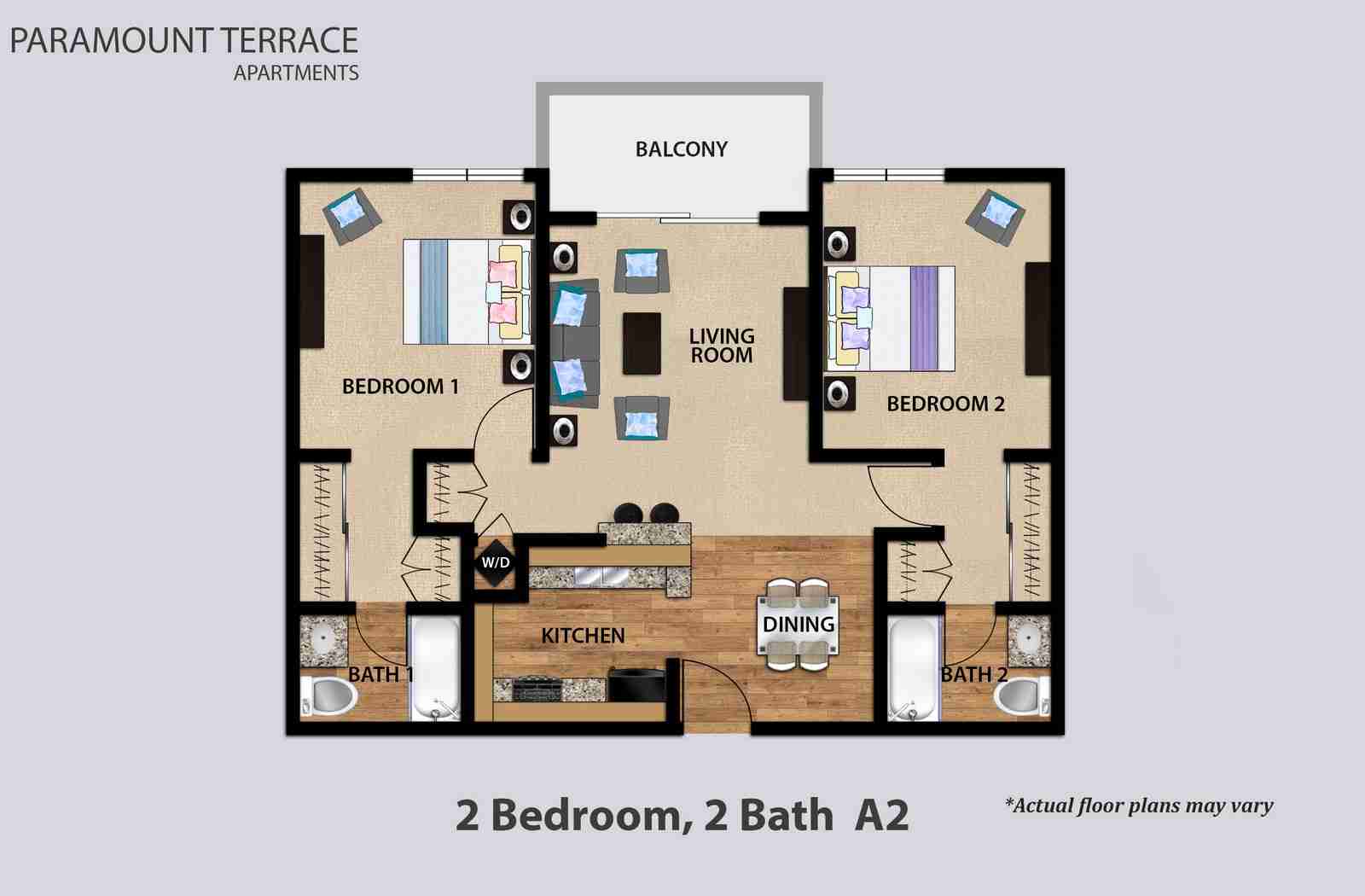 2 Bedroom 2 Bath Floorplan A2