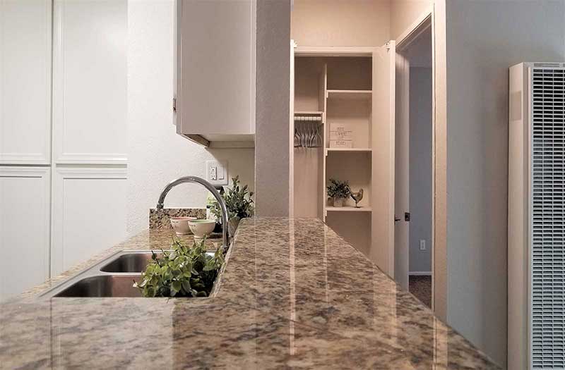 Paramount Terrace Apartments renovated kitchen, granite Countertops